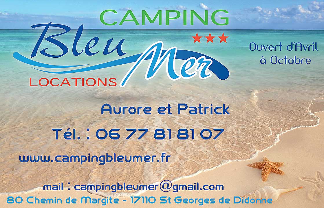 carte de visite camping bleu mer st georges de didonne royan charente maritime